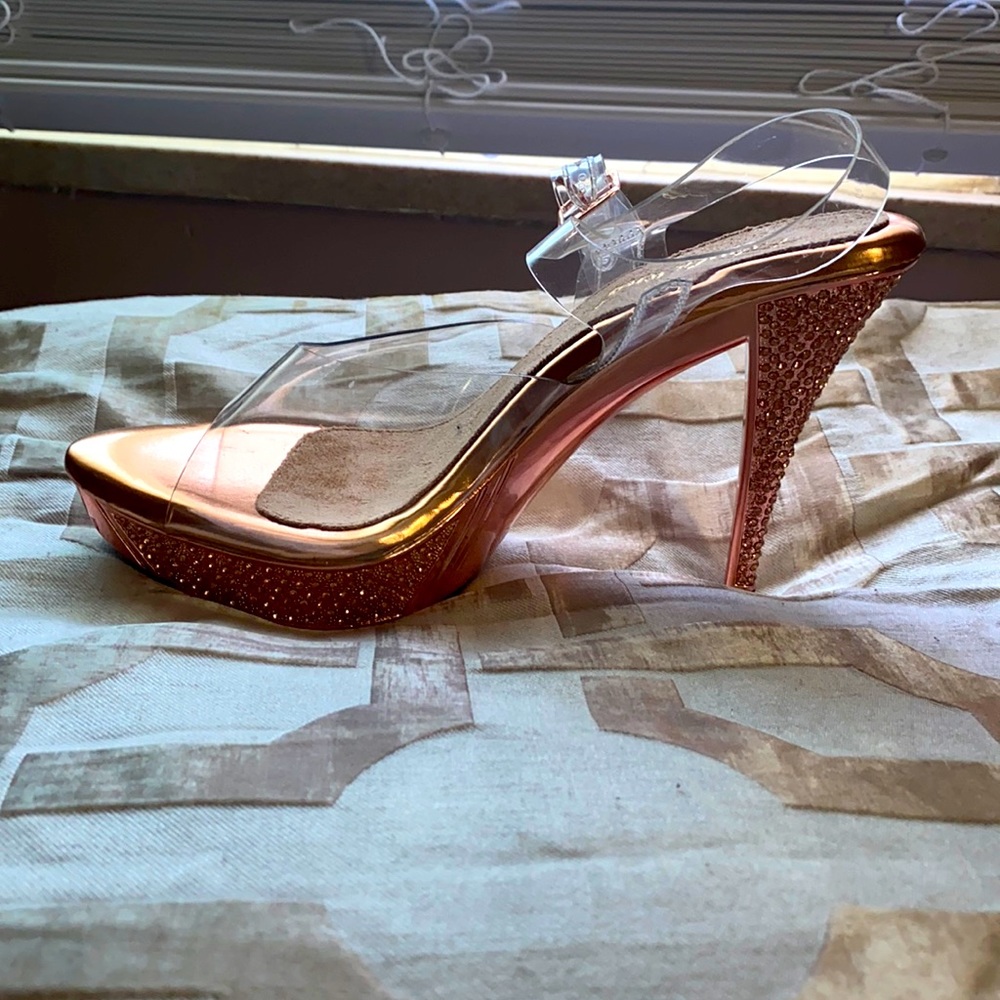 Clear fancy heel platform sandal Never Worn